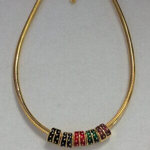 JOAN RIVERS Gold Tone Snake Chain Interchangeable Rhinestone Charms Necklace